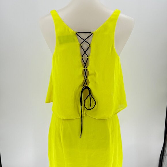 Dolce Vita Yellow Sleeveless Dress Size M Polyester Lace-Up Back - Picture 9 of 9